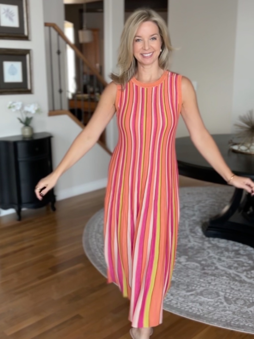 Bella Barnett Noma Sleeveless Round Neck Candy Stripe Maxi